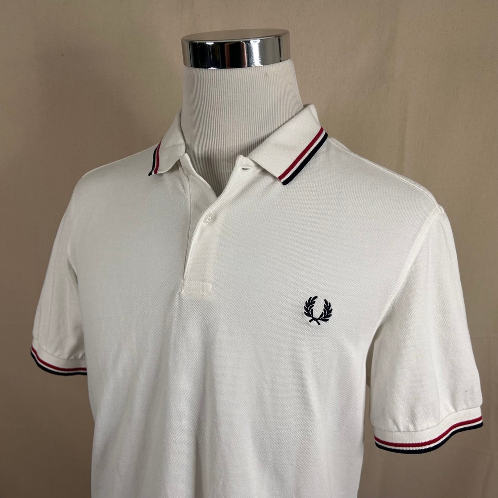 Fred Perry Boys XL Polo Shirt White Solid Twin Tipped M3600 Cotton Mens